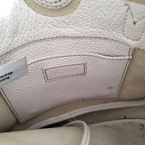 J Crew Tote Shoulder Bag Small Cream White Leather Hobo Tie Closure Unlined - Picture 5 of 11